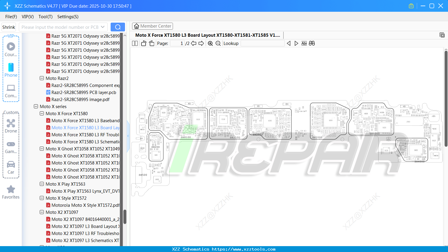 Motorola Moto X Force XT1580 L3 Board Layout XT1580-XT1581-XT1585 V1.0